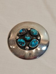 Antique Sterling And Turquoise Brooch