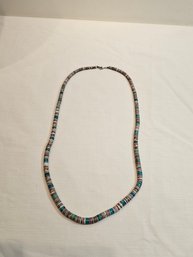 Native American Made Shell And Turquoise Necklace