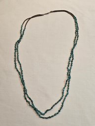 Native American Made 2 Tier Necklace With Small Shells And Turquoise