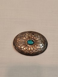 Sterling And Turquoise Brooch