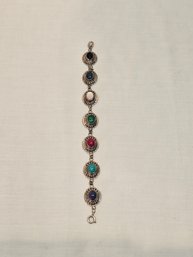 Native American Sterling And Stones Bracelet