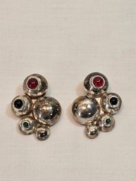 Mexican Sterling And Stones Earrings