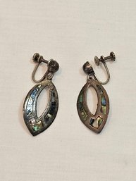 Sterling And Abalone Screwback Earrings