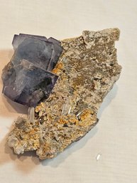 Blue Flourite With Amethyst Calcite And Quartz