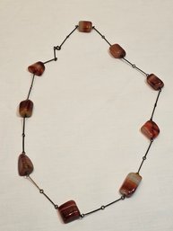 Tumbled Carnelian And Sterling Necklace