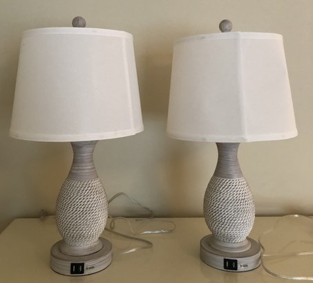 Pair Table Lamps W/ USB Ports