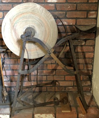 Antique Grinding Wheel/ Sharpening Stone - Pedal Powered