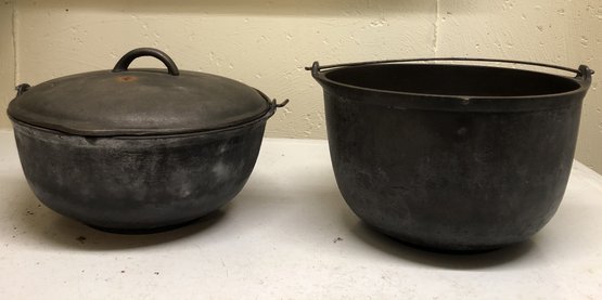 2 Antique Cast Iron Cauldrons/ Pots