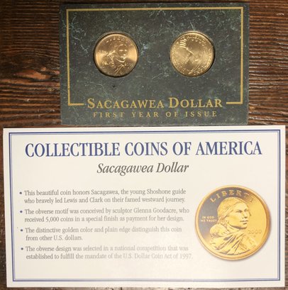 Collectible Coins Of America - 2pc Sacagawea Dollars First Year Issue