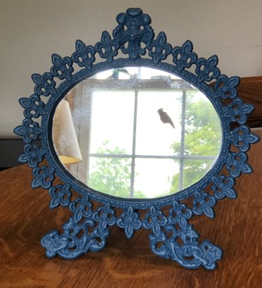 Vintage EMIG Blue Cast Iron Mirror