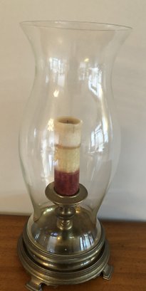 Chapman Large Brass Base W/ Glass Chimney Candle Holder