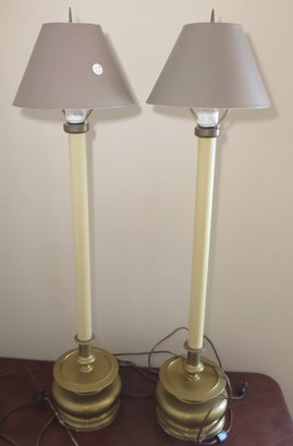 Pair Brass Chapman Candlestick Lamps