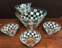 #1 Vintage Atomic Turquoise Checkered Chip & Dip Set