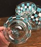 #1 Vintage Atomic Turquoise Checkered Chip & Dip Set