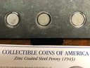 Collectible Coins Of America - 3pc Steel Pennies 1943