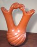 Burnt Orange Pottery Wedding Vase - Signed