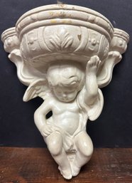 Vintage Chalkware Cherub Wall Hanging Decoration/planter