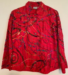 Chico's 100% Silk Red Jacket