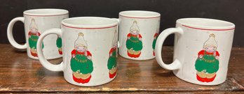 Set Of 4 Vintage Signed Michel & Co Japan 'merry' Christmas Mugs