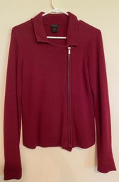 Ann Taylor Wine Colored Zip-up Sweater