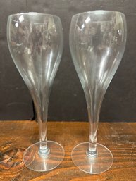 Pair Of Clear Glass Champagne Glasses