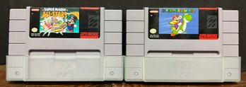 #2 Lot Of 2 Super Nintendo Games - Super Mario World & Super Mario All Stars