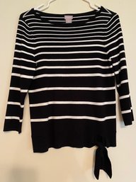 Chico's Black & White Striped Sweater