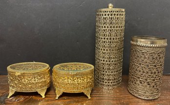 4 Pieces Of Pierced Metal Ware