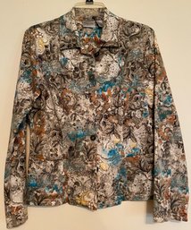 Chico's Blue & Brown Print Jacket