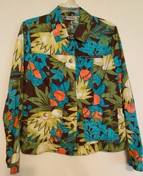 Chico's Floral Snap Button Jacket