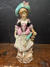Vintage Large Porcelain Victorian Lady Figurine