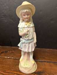 Vintage Girl Holding Flowers Figurine