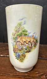 Cottage Print Pottery Vase