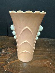 Vintage Pink Vase With White Side Handles