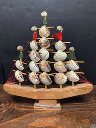 Vintage Wooden Ship With Shells