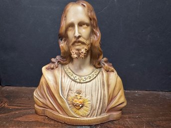 The Most Sacred Heart Of Jesus Bust Figurine - Chalkware
