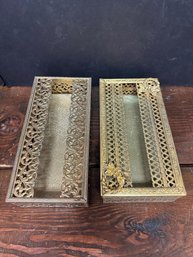 Lot Of 2 Vintage Gold Tones Tissue Box Covers