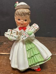 Vintage Napco Christmas Shopper Girl