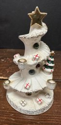 Vintage Lego Ceramic Spiral Christmas Tree Mini Candle Holder