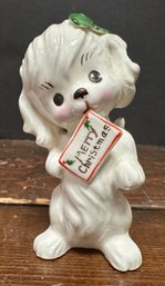 Ceramic Merry Christmas Angel Dog Figurine