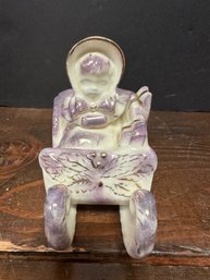 Ceramic Purple & White Girl In Sleigh