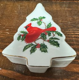 Lefton Hand-painted Christmas Tree Trinket Box