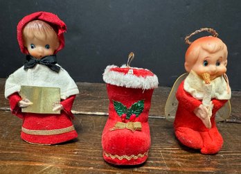 Lot Of 3 Vintage Felt Christmas Ornaments/figures