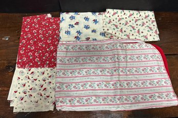 Lot Of Vintage Christmas Fabrics & NOEL Table Cloth/mat
