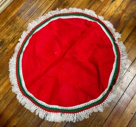 Vintage Red Round Christmas Tablecloth
