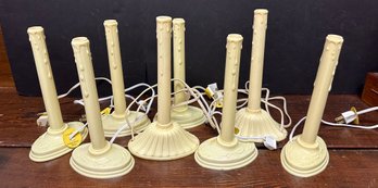 Lot Of 8 Vintage Christmas Plastic Electric Candle Sticks
