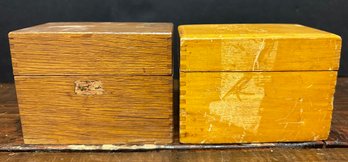2 Vintage Wooden Reciepe/trinket Boxes W/ Index Cards & Organizers Inside