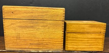 2 Vintage Light Wooden Trinket Boxes