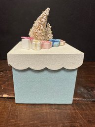 Glittery Christmas Box W/ Tree & Gift Topper