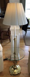 Heavy Brass & Glass End Table Lamp Combo